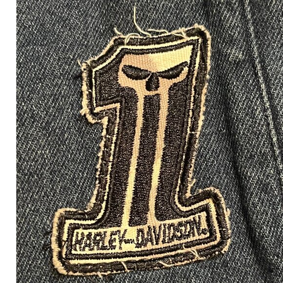 Harley Davidson Denim Jean Jacket 3XL Mens Fabric Sleeves - Picture 15 of 16